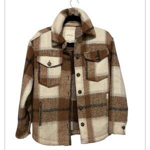 AVEC LES FILLES PLAID BROWN SHAG SHACKET